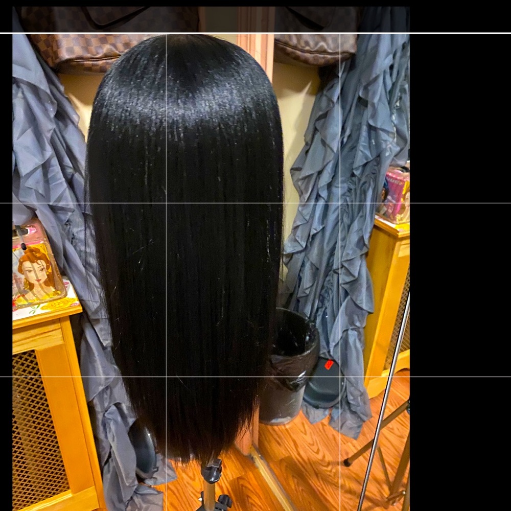 Synthetic 16” wig jet black worn once